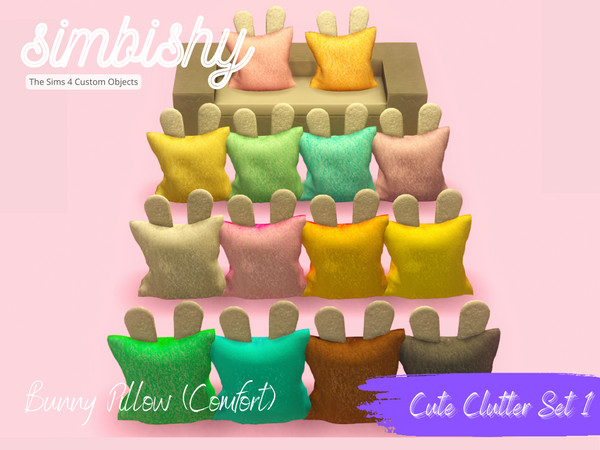 Sims 4 — Cute Clutter - Bunny Pillow (Comfort) by simbishy — A bunny pillow positioned on your seating surface.