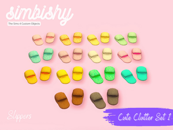 Sims 4 — Cute Clutter - Slippers by simbishy — A pair of slippers haphazardly placed on the floor. No need to clean it up