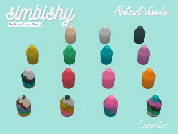 Sims 4 — Abstract Vessels - Cannister by simbishy — An abstract decorative art piece in melted colourful patterns.