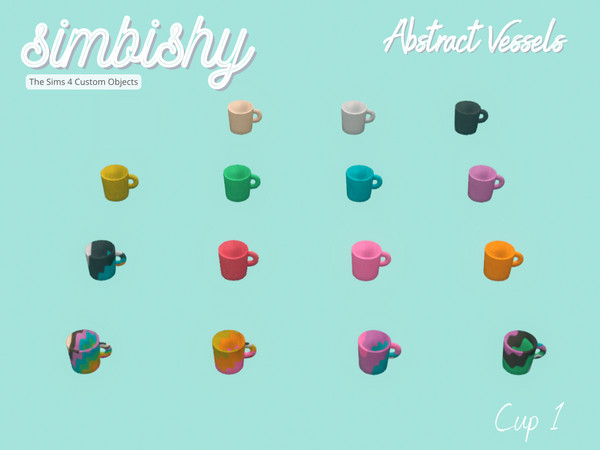 Sims 4 — Abstract Vessels - Cup 1 by simbishy — An abstract decorative art piece in melted colourful patterns.