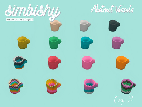 Sims 4 — Abstract Vessels - Cup 2 by simbishy — An abstract decorative art piece in melted colourful patterns.