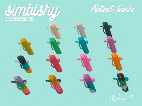 Sims 4 — Abstract Vessels - Pitcher 3 by simbishy — An abstract decorative art piece in melted colourful patterns.