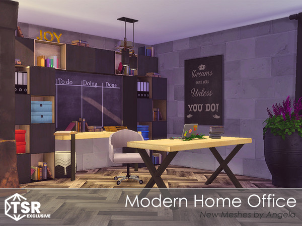 Sims 4 — Modern Home Office by Angela — Modern Home Office, a new office set for your Sims 4 homes. This contains 2