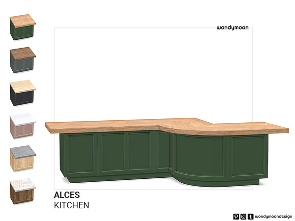 Sims 4 — Alces Island Counter by wondymoon — Alces Kitchen Island Counter Wondymoon Sims 4 Creations | 2023