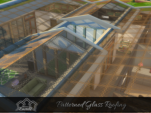 Sims 4 — PatternedGlassRoof_1 by Emerald — Glass Roofing will allow the light to flow through and create a lovely glow.
