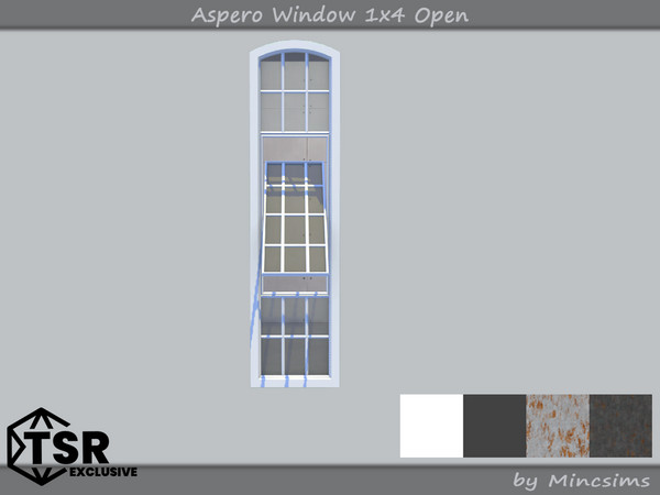 Sims 4 — Aspero Window 1x4 Open by Mincsims — 1 tile, medium wall 4 swatches