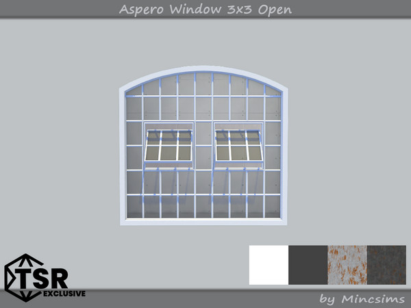 Sims 4 — Aspero Window 3x3 Open by Mincsims — 3 tiles, short wall 4 swatches