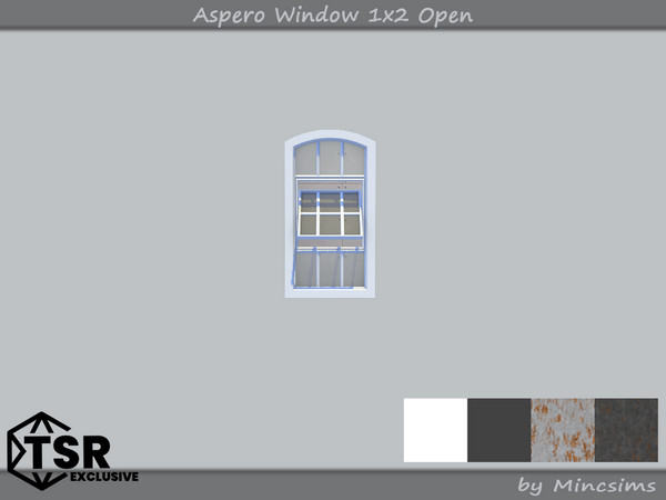 Sims 4 — Aspero Window 1x2 Open by Mincsims — 1 tile, short wall 4 swatches