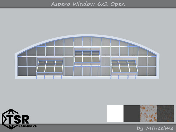 Sims 4 — Aspero Window 6x2 Open by Mincsims — 6 tiles, short wall 4 swatches
