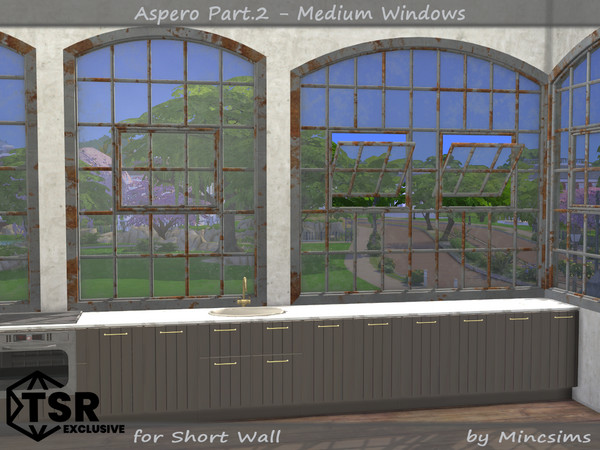 Sims 4 — Aspero Part.2 - Medium Windows by Mincsims — These windows can be found in Short Wall. 2 Grunge textures make