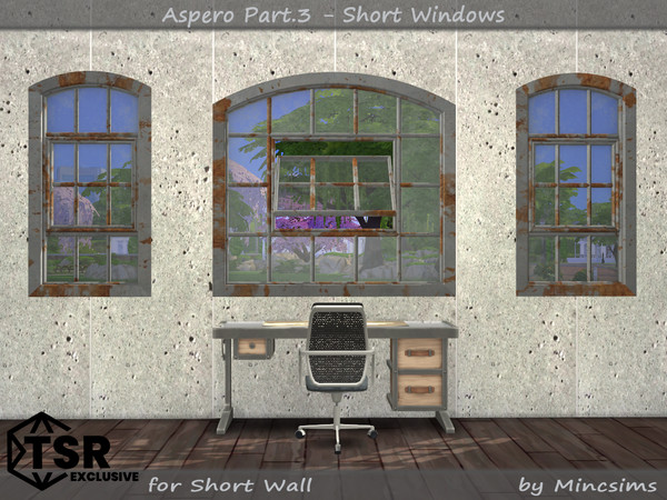 Sims 4 — Aspero Part.3 - Short Windows by Mincsims — These windows can be found in Short Wall. 2 Grunge textures make the