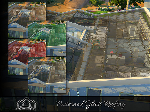 Sims 4 — Patterned Glass Roofing by Emerald — Glass Roofing will allow the light to flow through and create a lovely