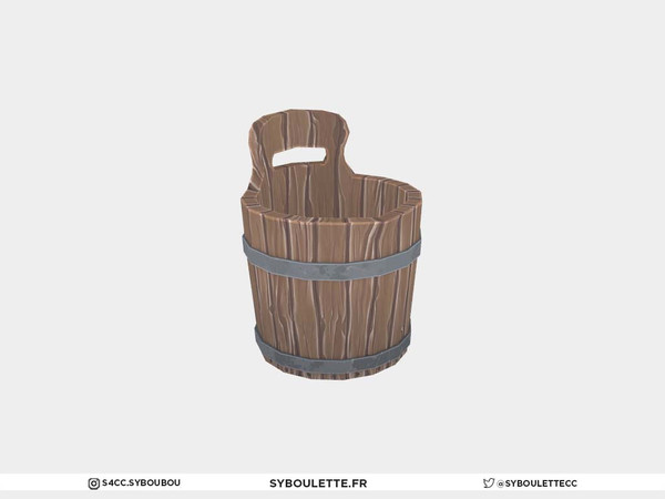 Sims 4 — Medieval bucket by Syboubou — This is a wooden medieval bucket to fill the bath with water (decor).