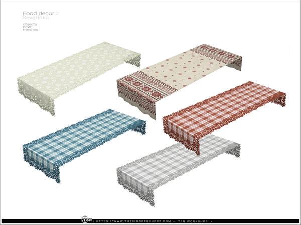 Sims 4 — Food decor - tablecloth by Severinka_ — Tablecloth (on 2x table) From the set 'Food decor I - Country dinner'