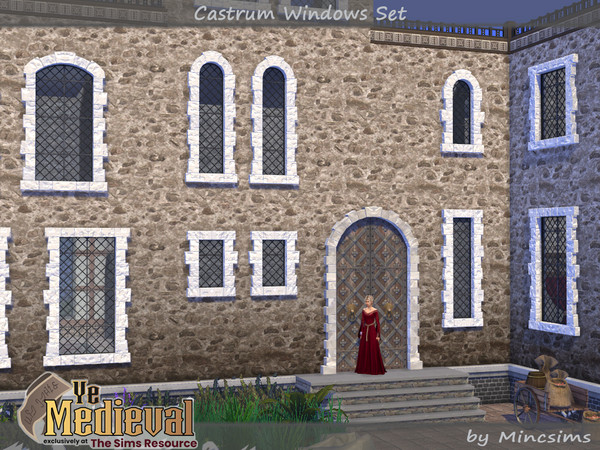 Sims 4 — Ye Medieval - Castrum Windows Set by Mincsims — A part of Ye Medieval Collaboration -10 windows -Basegame