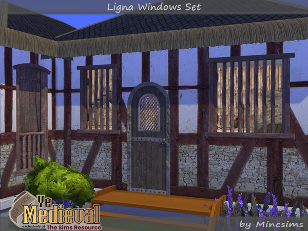 Sims 4 — Ye Medieval - Ligna Windows Set by Mincsims — A part of Ye Medieval Collaboration -12 Windows -Basegame