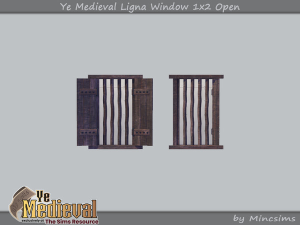 Sims 4 — Ye Medieval Ligna Window 1x2 Open by Mincsims — Basegame Compatible 3 swathces A part of Ye Medieval