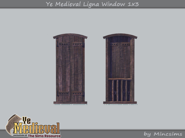 Sims 4 — Ye Medieval Ligna Window 1x3 by Mincsims — Basegame Compatible 3 swathces A part of Ye Medieval Collaboration