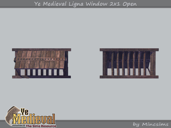 Sims 4 — Ye Medieval Ligna Window 2x1 Open by Mincsims — Basegame Compatible 3 swathces A part of Ye Medieval