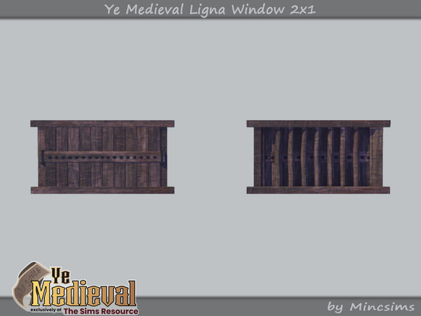 Sims 4 — Ye Medieval Ligna Window 2x1 by Mincsims — Basegame Compatible 3 swathces A part of Ye Medieval Collaboration