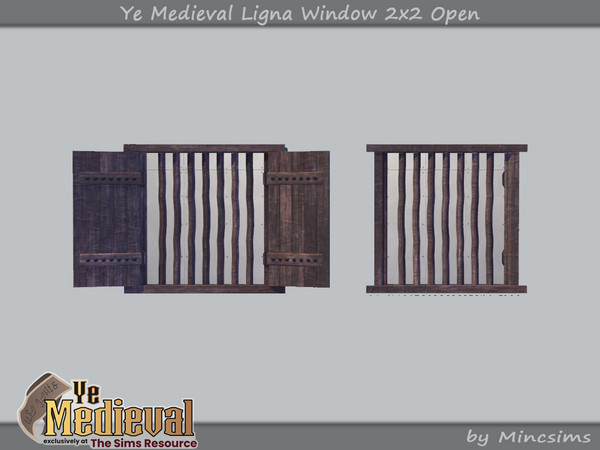 Sims 4 — Ye Medieval Ligna Window 2x2 Open by Mincsims — Basegame Compatible 3 swathces A part of Ye Medieval