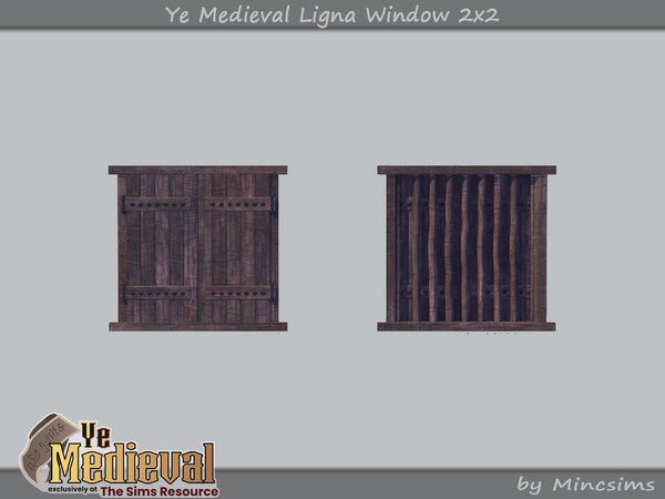 Sims 4 — Ye Medieval Ligna Window 2x2 by Mincsims — Basegame Compatible 3 swathces A part of Ye Medieval Collaboration