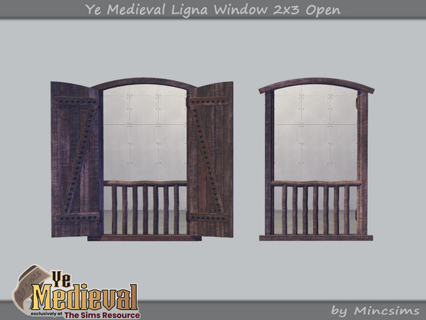 Sims 4 — Ye Medieval Ligna Window 2x3 Open by Mincsims — Basegame Compatible 3 swathces A part of Ye Medieval