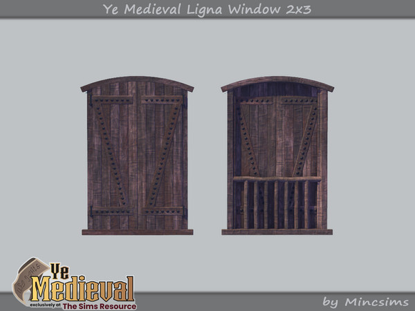 Sims 4 — Ye Medieval Ligna Window 2x3 by Mincsims — Basegame Compatible 3 swathces A part of Ye Medieval Collaboration