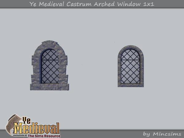Sims 4 — Ye Medieval Castrum Arched Window 1x1 by Mincsims — Basegame Compatible 3 swathces A part of Ye Medieval