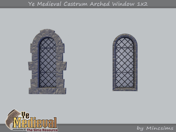 Sims 4 — Ye Medieval Castrum Arched Window 1x2 by Mincsims — Basegame Compatible 3 swathces A part of Ye Medieval