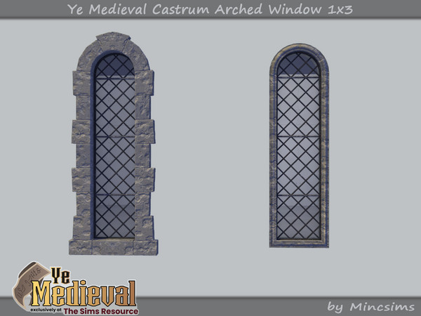 Sims 4 — Ye Medieval Castrum Arched Window 1x3 by Mincsims — Basegame Compatible 3 swathces A part of Ye Medieval