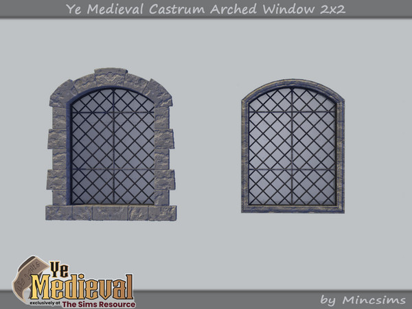 Sims 4 — Ye Medieval Castrum Arched Window 2x2 by Mincsims — Basegame Compatible 3 swathces A part of Ye Medieval