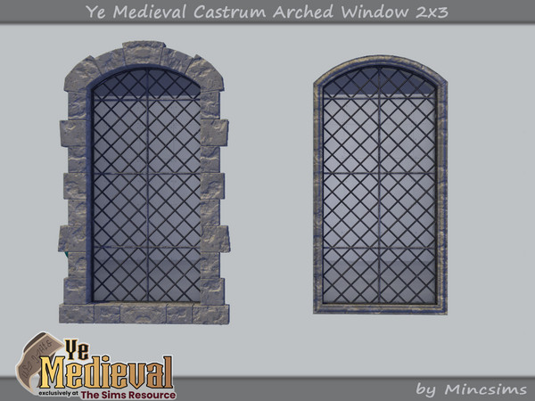Sims 4 — Ye Medieval Castrum Arched Window 2x3 by Mincsims — Basegame Compatible 3 swathces A part of Ye Medieval