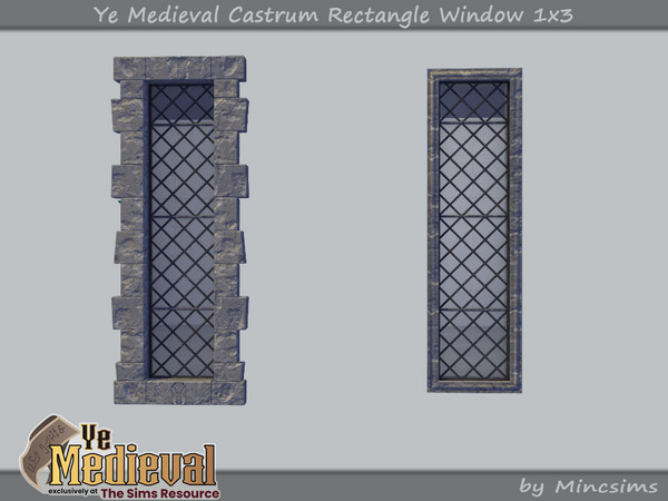 Sims 4 — Ye Medieval Castrum Rectangle Window 1x3 by Mincsims — Basegame Compatible 3 swathces A part of Ye Medieval