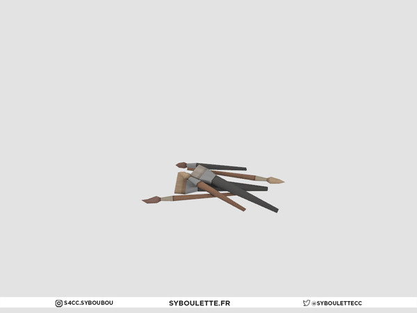 Sims 4 — Painter studio - Brushed by Syboubou — This is a small pile of painter brushes.