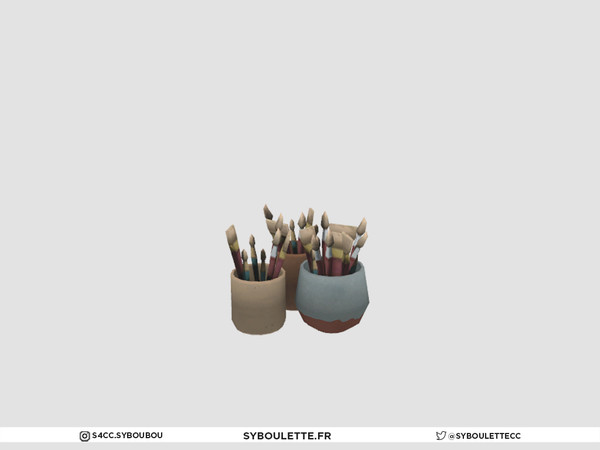 Sims 4 — Painter studio - Brushes pot by Syboubou — This is a clutter for a painter desk.