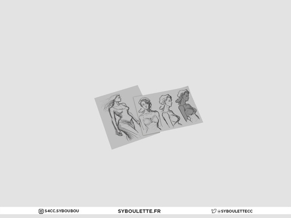 Sims 4 — Painter studio - Drawings by Syboubou — This a clutter for an illustrator with many different style of drawings
