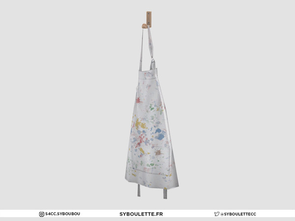 Sims 4 — Painter studio - Painter apron by Syboubou — This is a wall hanged apron with paint splash and spots.
