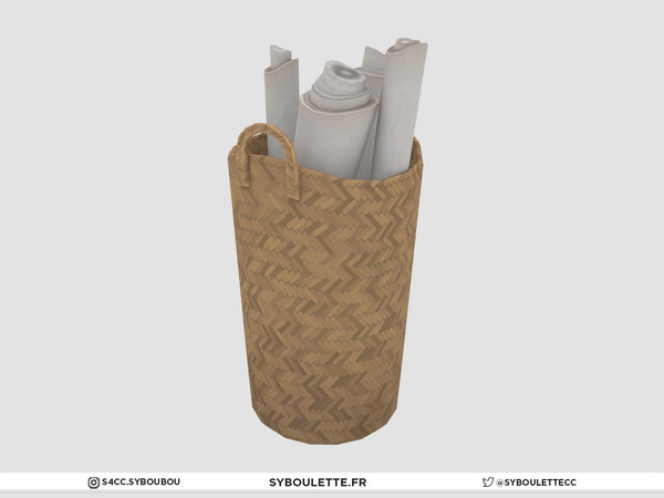 Sims 4 — Painter studio - Rolls paper basket by Syboubou — This is a wicker basket with paper rolled for any painter,