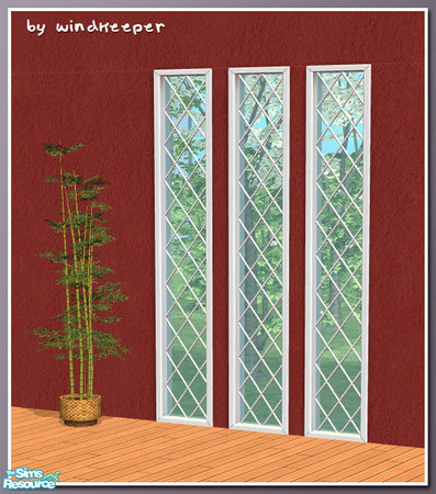 Sims 2 — Diana window 3pin mesh diag by Windkeeper — Diagonal version of Diana Window 3pin mesh. Requires that file to