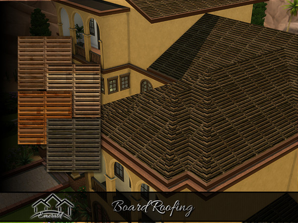 Sims 4 — Board Roofing by Emerald — Timeless appeal wood roof.