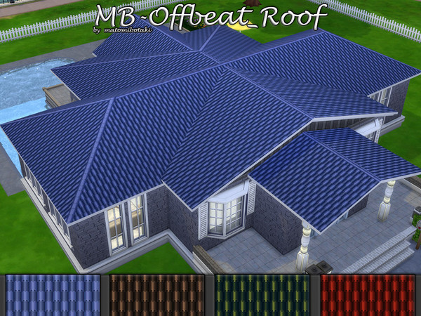 Sims 4 — Offbeat Roof by matomibotaki — Roof tiles with light dark effect and highlights, comes in 4 different color