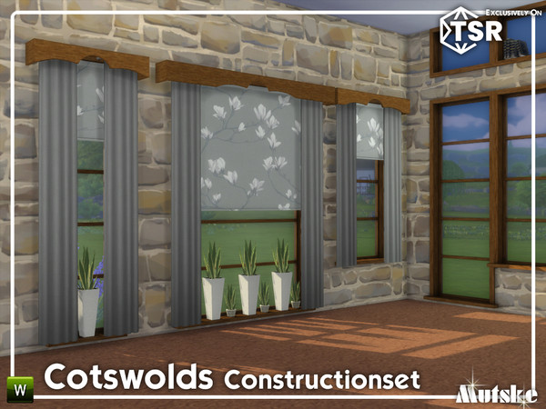 Sims 4 — Cotswolds Windows Part 2 by Mutske — This set is inspired on an English cottage. The windowsills have extra slot