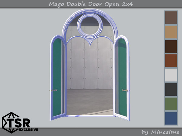Sims 4 — Mago Double Door Open 2x4 by Mincsims — Basegame Compatible 8 swatches