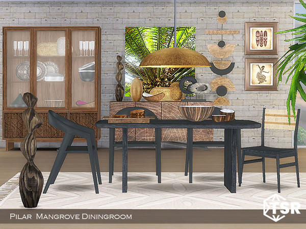 Sims 4 — Mangrove Diningroom by Pilar — Ethnic elements and tropical woods