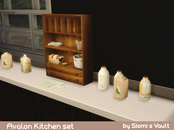 Sims 4 — Avalon Kitchen by siomisvault — Hello! I wanted to go back to create the branding for the Black Lagoon products.