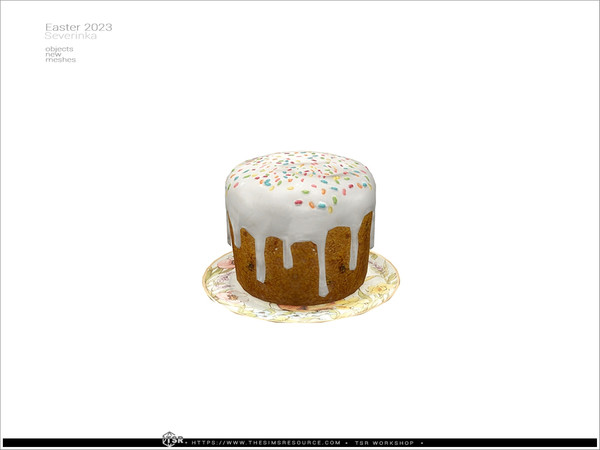 Sims 4 — Easter 2023 - cake full by Severinka_ — Cake on the plate (decor) From the set 'Food decor II - Easter 2023'