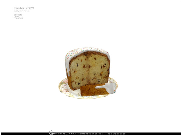 Sims 4 — Easter 2023 - cake cut by Severinka_ — Cake cut on the plate (decor) From the set 'Food decor II - Easter 2023'
