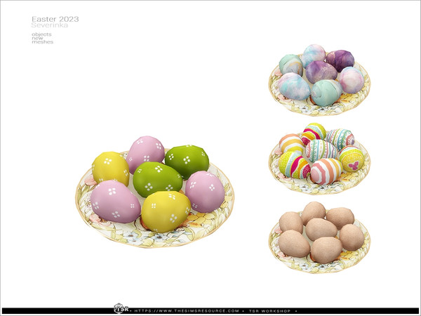 Sims 4 — Easter 2023 - eggs plate by Severinka_ — Easter eggs on the plate (decor) From the set 'Food decor II - Easter