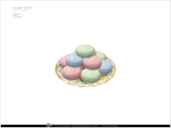 Sims 4 — Easter 2023 - macarons plate by Severinka_ — Macarons on the plate (decor) From the set 'Food decor II - Easter